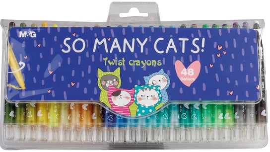 MG, Wykręcane kredki woskowe w etui So Many Cats, 48 kolorów MG