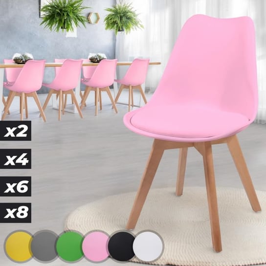 MIADOMODO Zestaw krzeseł do jadalni, różowy, 8 sztuk Miadomodo
