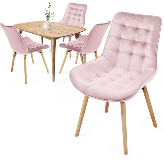 MIADOMODO Zestaw pikowanych krzeseł do jadalni, różowy, 4 sz Miadomodo