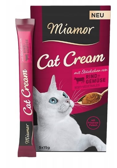 Miamor Cat Cream Z Wołowiną I Warzywami 75G (5X15G) Przekąska Do Rozpieszczania Miamor