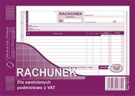 Michalczyk i Prokop, rachunek dla zwolnionych z VAT A6 pion MICHALCZYK I PROKOP