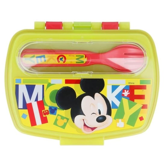 Mickey Mouse - Lunchbox z kompletem sztućców Myszka Miki