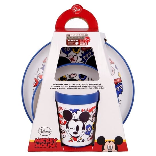 Mickey Mouse - Zestaw naczyń antypoślizgowych (talerzyk, miska, kubek 260 ml) Forcetop