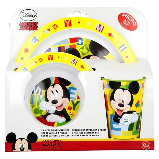 Mickey Mouse - Zestaw naczyń do mikrofali (Talerz,miska, kubek) Myszka Miki