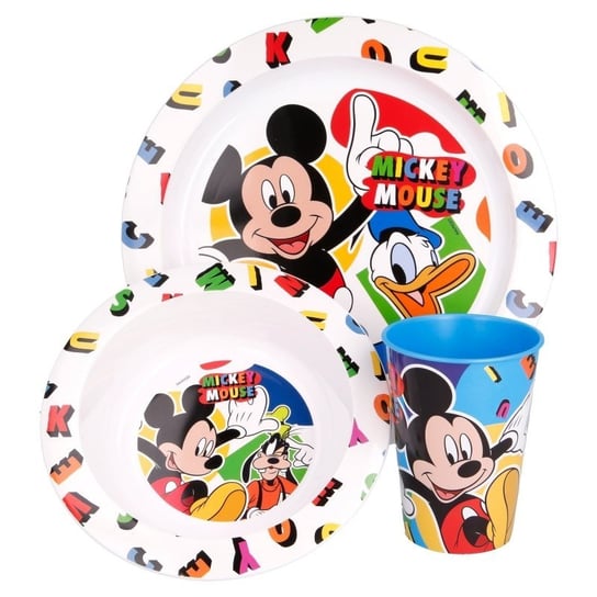 Mickey Mouse - Zestaw naczyń do mikrofali (talerzyk, miska, kubek 265 ml) (biały) Forcetop