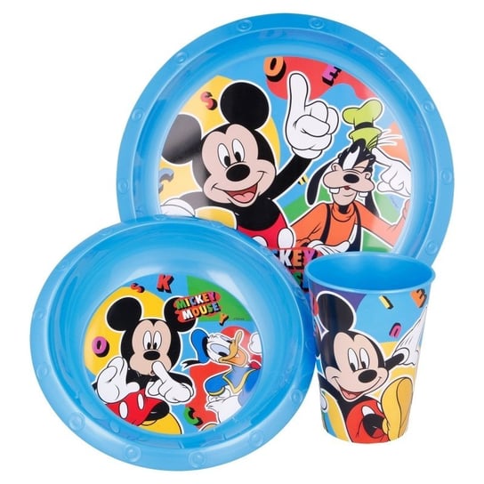 Mickey Mouse - Zestaw naczyń (talerzyk, miska, kubek 260 ml) (niebieski) Forcetop