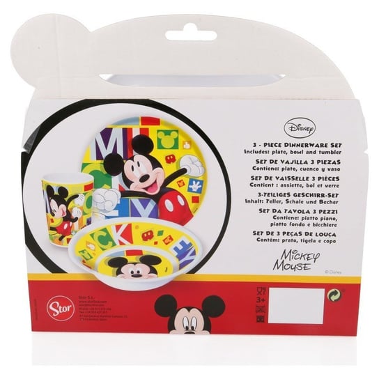 Mickey Mouse - Zestaw naczyń z melaminy (Talerz,miska, kubek) Myszka Miki