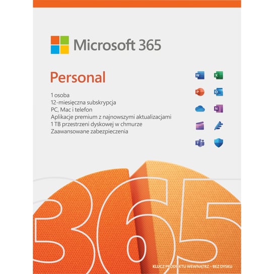 Microsoft 365 Personal FPP (Box), 12 miesięcy, 1 stanowisko Microsoft