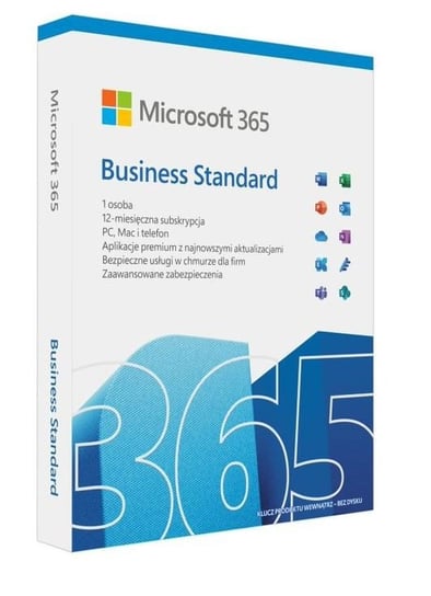 Microsoft, Microsoft 365 Business Standard PL P8 1Y Win/Mac Medialess Box KLQ-00686 Zastępuje P/N: KLQ-00472 