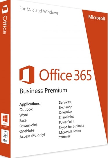 MICROSOFT Office 365 Business Premium KLQ-00380, 5 stanowisk, 12 miesięcy, BOX, PL 