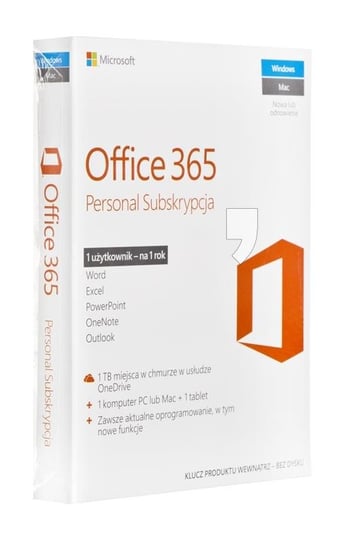 MICROSOFT Office 365 Personal, 1 użytkownik, polski Microsoft