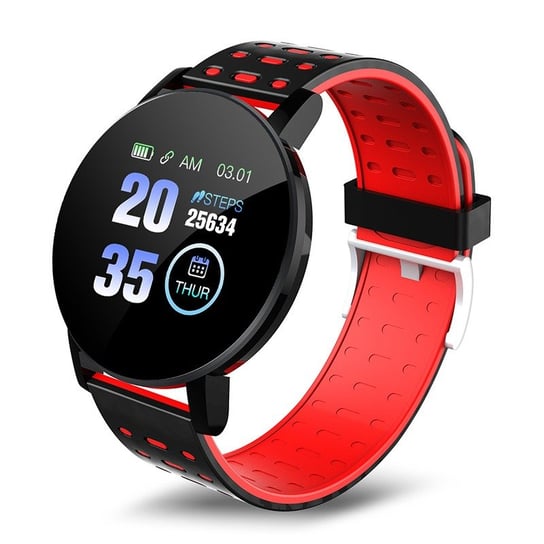 MICROWEAR, Zegarek Smartwatch, 119 Plus, Czerwony, Silikonowy ZeeTech