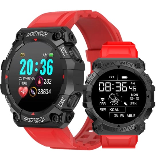 MICROWEAR, Zegarek Smartwatch FD68S, Czerwony ZeeTech