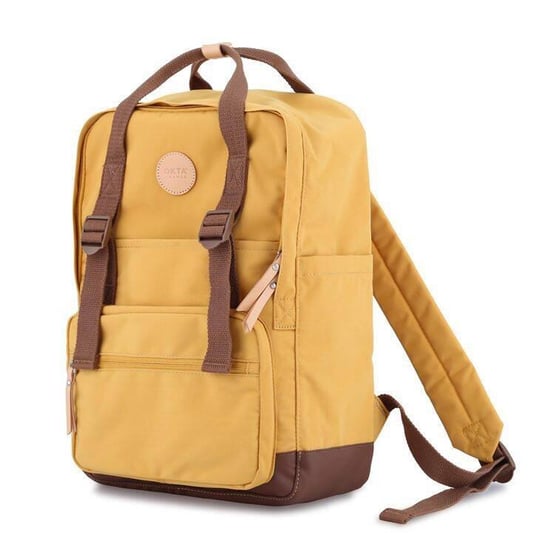 Miejski duży plecak A4 młodzieżowy sportowy plecak z wodoodporna tkanina Himawari, żółty brązowy Himawari