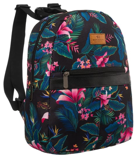 Miejski plecak damski z kolorowym nadrukiem roślinnym Rovicky Rovicky
