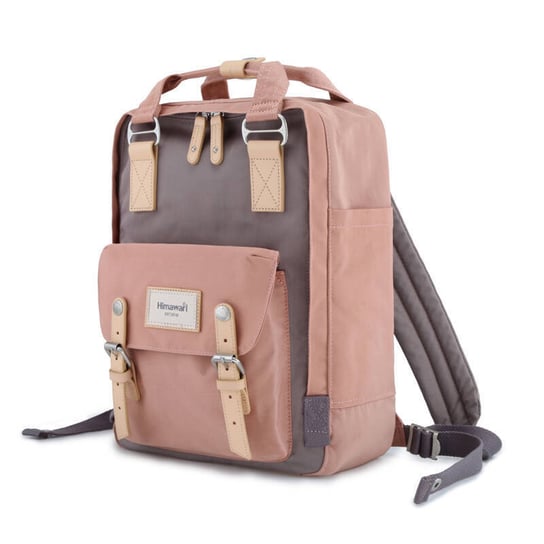 Miejski pojemny plecak damski podróżny na laptopa A4 z wodoodpornej tkaniny Himawari, różowy brązowy Himawari