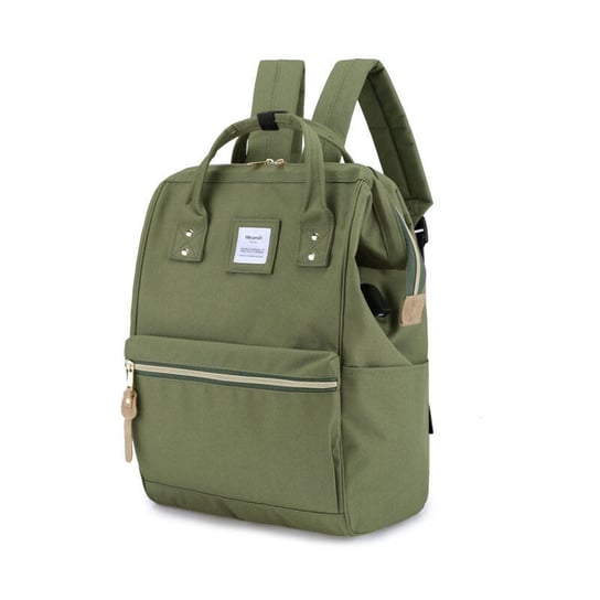 Miejski pojemny plecak do szkoły podróżny plecak na laptopa A4 z USB wodoodporna tkanina Himawari, khaki zielony Himawari