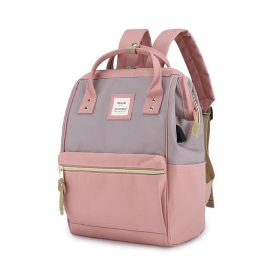 Miejski pojemny plecak do szkoły podróżny plecak na laptopa A4 z USB wodoodporna tkanina Himawari, różowy brązowy Himawari