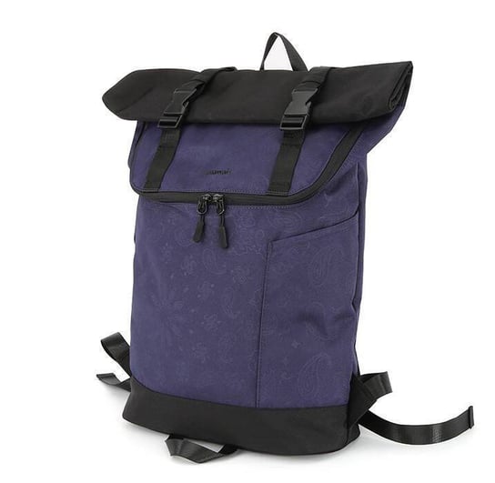 Miejski pojemny plecak roll top zwijany z wodoodpornej tkaniny plecak na laptopa Himawari, granatowy czarny Himawari