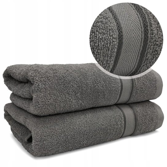 Miękki gruby ręcznik bawełniany 450 g/m² frotte LARIX 50x90 C.SZARY Kontrast