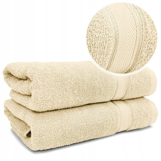 Miękki gruby ręcznik bawełniany 450 g/m² frotte LARIX 50x90 ECRU Kontrast