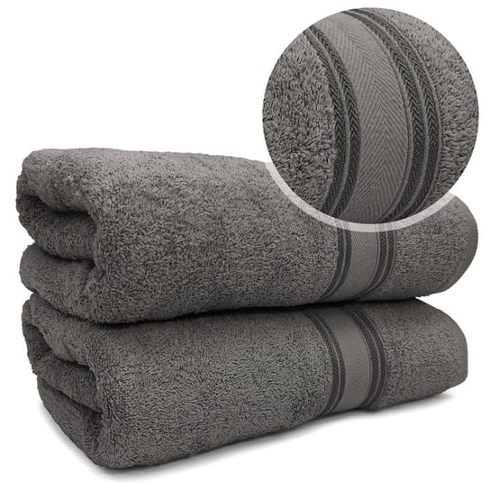 Miękki gruby ręcznik bawełniany 450 g/m² frotte LARIX 70x140 C.SZARY Kontrast