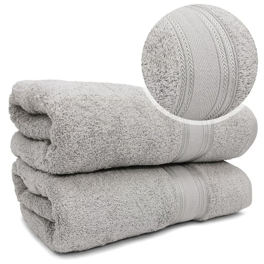 Miękki gruby ręcznik bawełniany 450 g/m² frotte LARIX 70x140 J.SZARY Kontrast