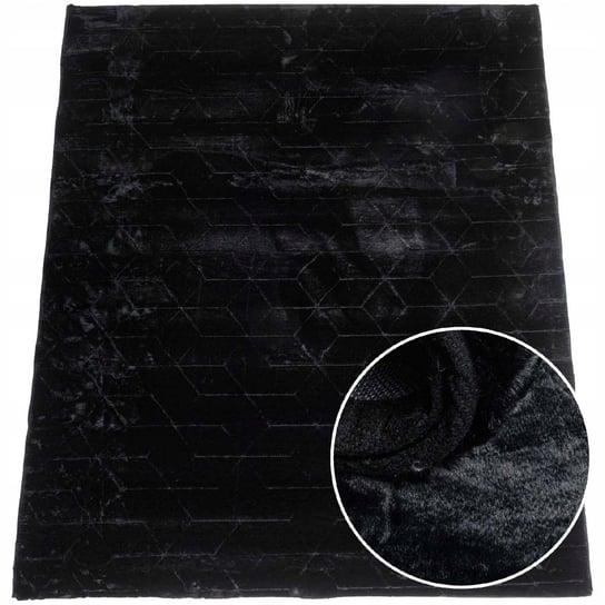 Miękki pluszowy dywan Rabbit, Czarny, 120x160 cm MD