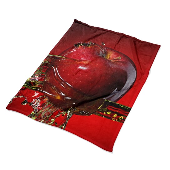 Miękki pluszowy kocyk Czerwone jabłko tkanina wzór, Fabricsy Fabricsy