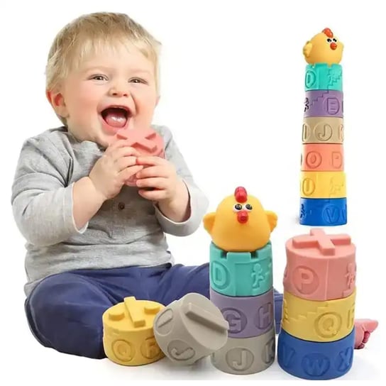 Miękkie Klocki Sensoryczne Zestaw Wieża Zabawka Dla Dzieci +6 M Inna marka