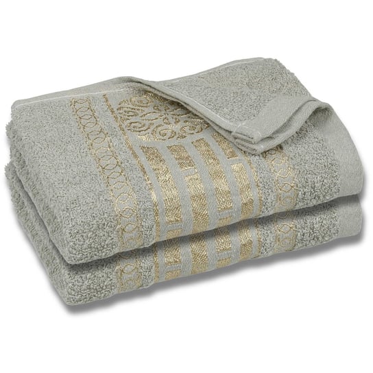 Miętowy ręcznik bawełniany ze złotym haftem, ręcznik do rąk 48x100 cm x2 sarcia.eu