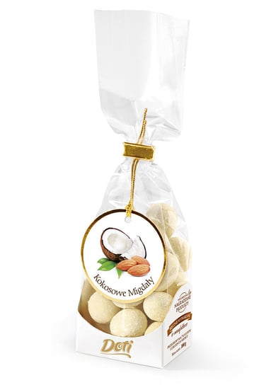 Migdały w białej czekoladzie z kokosem - torebka prezentowa(1x100g) DOTI