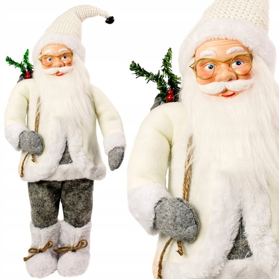 MIKOŁAJ biały świąteczny 55cm skandynawski DUŻY JUMI
