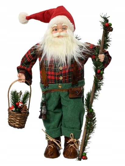 Mikołaj z koszyczkiem figurka świąteczna ozdobna 45 x 21 cm Kaemingk
