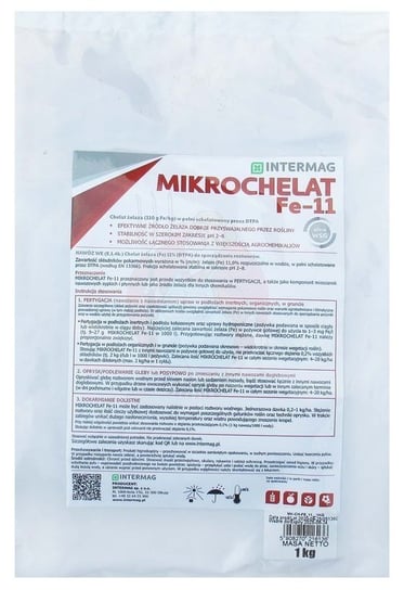 MIKROCHELAT™ Fe-11 zawiera 110 g Fe/kg (11%). Żelazo jest w pełni schelatowane przez DTPA. Żelazo (Fe) w formie chelatu jest szybciej wchłaniane, przemieszczane i przyswajane przez rośliny niż żelazo dostarczane roślinom w innych formach. inna (Inny)
