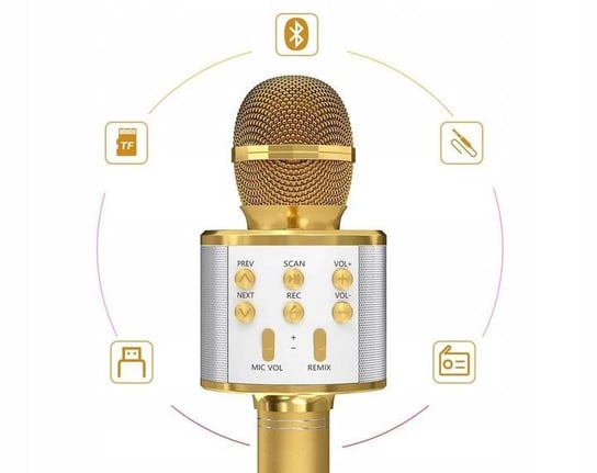 Mikrofon bezprzewodowy do karaoke Bluetooth radio FM DexXer