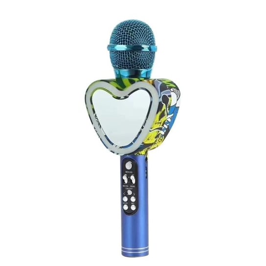 Mikrofon bezprzewodowy Frahs LED serce karaoke bluetooth niebieski Frahs