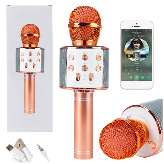 Mikrofon Bezprzewodowy Karaoke Bluetooth Głośnik Rose Gold U730R elektrostator