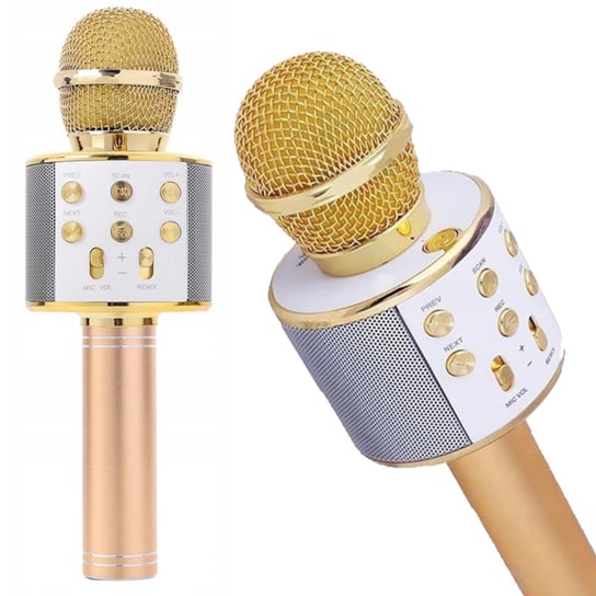 Mikrofon Bezprzewodowy Karaoke - Bluetooth Głośnik Złoty G242Z elektrostator
