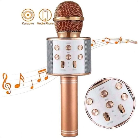 Mikrofon Karaoke Bezprzewodowy Głośnik Bluetooth Rose Gold Inna marka