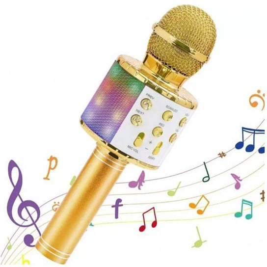 Mikrofon Karaoke Ze Światełkami Led - 2021 Złoty Roneberg