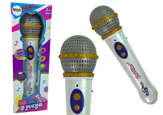Mikrofon Kolorowa Świecąca Kula Melodie Biały Lean Toys