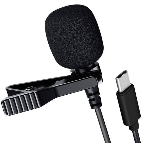 Mikrofon krawatowy do smartfona z redukcja szumów, wtyczka USB-C i mozliwoscia obrotu o 360°, LinQ - czarny LinQ