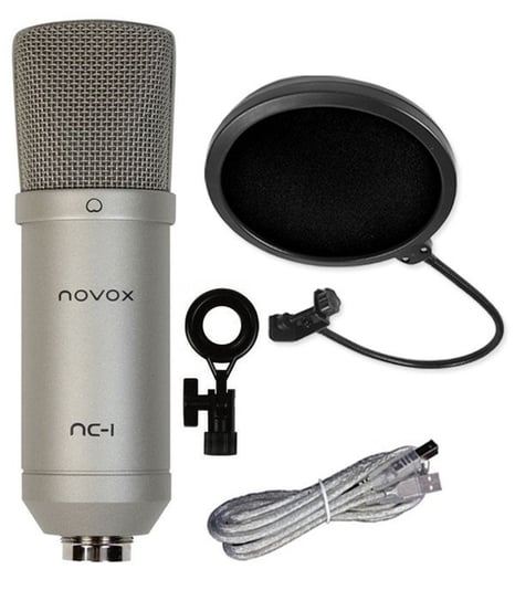 Mikrofon NOVOX NC-1 + pop filtr mikrofonowy PS1 : Kolor - Srebrny OEM