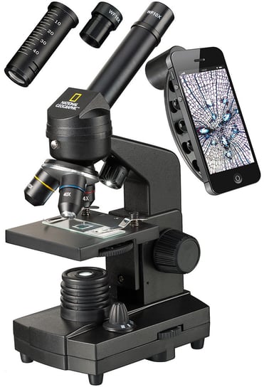 Mikroskop Bresser National Geographic o powiększeniu 40-1280 razy z uchwytem do smartfonu Bresser