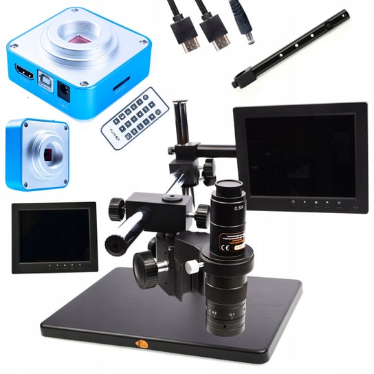 Mikroskop cyfrowy z regulowanym ramieniem Earth Pro MCEP-0.5X-PZRR + Wyświetlacz 8 cali do mikroskopu + Uchwyt do wyświetlacza mikroskopu cyfrowego + Kamera Scorpius Earth Pro