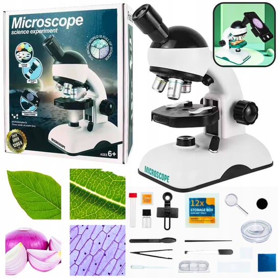 Mikroskop Optyczny 1200X Edukacyjny Szkolny Naukowy + Akcesoria / Microscope Se Inna marka
