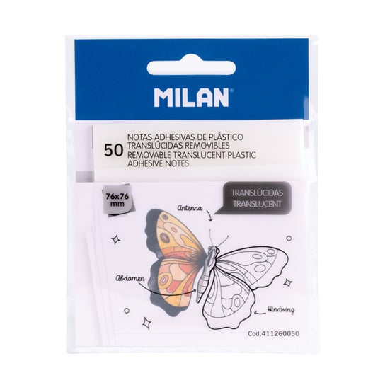 Milan, Karteczki samoprzylepne przezroczyste 76x76 mm, 50 sztuk Milan