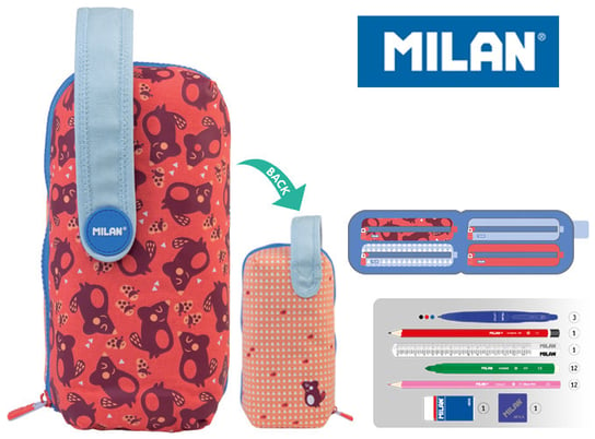 Milan, multipiórnik owalny z 4 piórnikami, Net&Lit, różowy Milan