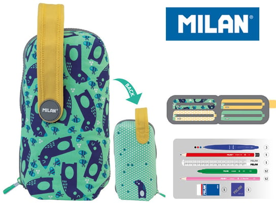 Milan, multipiórnik owalny z 4 piórnikami, Net&Lit, zielony Milan